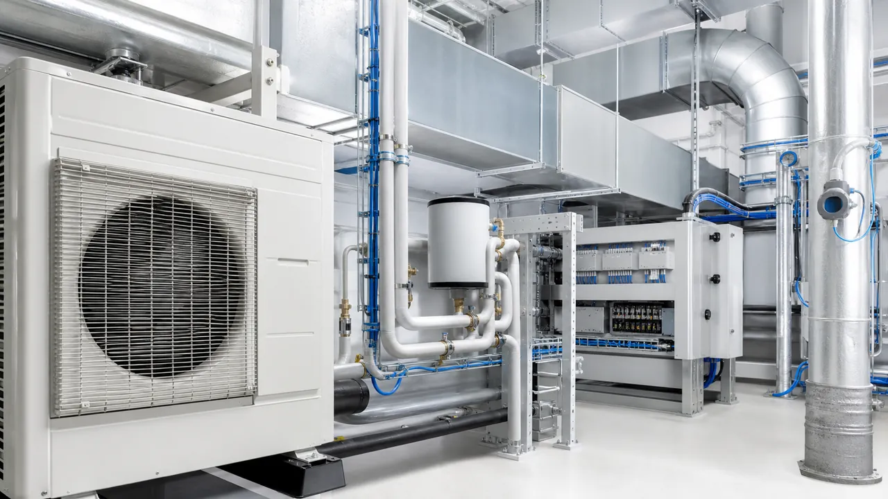 Gebouwgebonden klimaatinstallatie en regeltechniek in een technische utiliteitsruimte